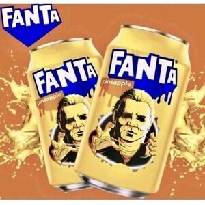 Fanta Halloween 2 II (2025) (2 Full Cans) Michael Myers Horror Movie , Pineapple